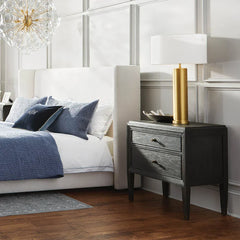 Lenox Wood Nightstand French Antique Bedside table With Two Drawers Chest