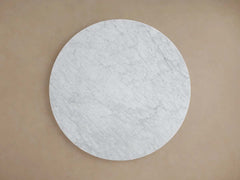 Saint Germain Carrara Marble Top Round Dining Table With Wood Rennes Base