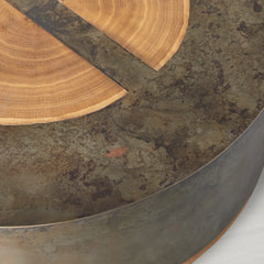 Acacius Round Coffee Table Yukas Wood Cocktail Table Sofa Industrial Center Tea Table