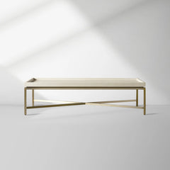 Malone Leather Top Coffee Table Modern Cocktail Table Living Room Center Tea Table with Steel Base