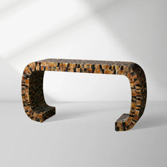 Lindly Buffalo Horn Finish Entrance Console Table Wood Frame Hallway Entryway Table