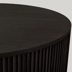 Finnley Round Wood Coffee Table Modern Sofa Center Tea Table with Reeded Detailing