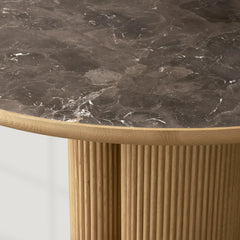 Astor Round Marble Top Dining Table With Oak Wood Base