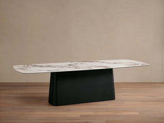 Vincenza Marble Top Dining Table with Wood Toulouse Base