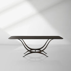 Chorda 84" Rectangular Dining Table Iron Base, Stoneware Tabletop