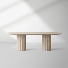 Danae Stone Dining Table With Marble Pedestal Base