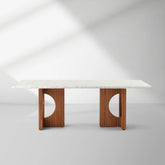 Italian Carrara Marble Elliot Dining Table with Solid Oak Base