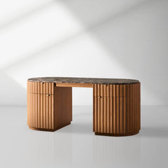 Oak Raliton Dresser With Spanish Emperador Marble Top