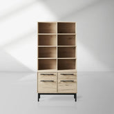 Sullivan Oak Wood Bookcase Office Storage Cabinet with File Drawer