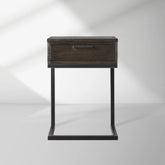 Palmer Wood Storage Nightstand Sleek Iron Frame Night side Table