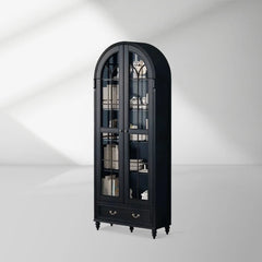 Hattie II Glass tall Display Cabinet Wood Classical European Design