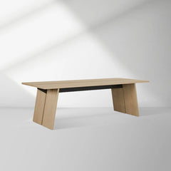 Carlisy Wood Rectangle Dining Table with Ash Wood Planks Top