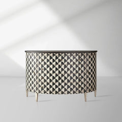 Andretta solid poplar wood drawer Cabinet With black and white geometric motif