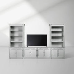 Athens Modular Media Console TV Stand with Double Bookcases