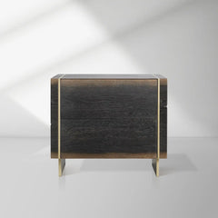 Mihaela Wood Closed Nightstand Retro Oak Nightside Table With Drawer Barrel Inspired