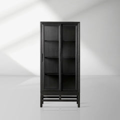 Avenue Ash Wood Display Cabinet with Sliding Glass Doors