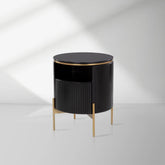 Panoso Wood Nightstand Luxurious Side Table with Gold Base