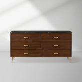 Giselle Six-Drawer Dresser Vintage Bedroom Chest Wood Entrance Storage Cabinet
