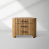 Astor Closed Wood Nightside table Nightstand Marble Top bedside Cabinet 3-Drawer Chest