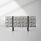 LIVORA 4-Door Sideboard Wood Buffet Cabinets With Stainless Steel Sled Base