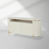 Panoso Curved Sideboard Luxury Buffet Cabinet With Gold stainless steel legs