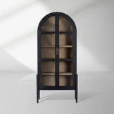 Hattie Wright Mediterranean Glass Door Display Cabinets Wood Living Dining Room Tall Cabinets