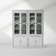 Athens Modular Display Cabinet Neoclassical Curio Bookcase with Glass Doors