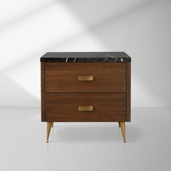 Giselle Mahogany Nightstand Wood Two-Drawer Chest Nightside Table Cabinet