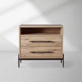 Sullivan Closed Solid Oak Wood Nightstand Rustic Night side table with Two Drawers