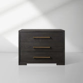 Darwyn Closed Nightstand Wood Bedside Table with Brass Handles Drawer