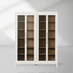 Rowan Modular Wood Tall Display Cabinet With Glass Doors