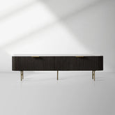 Finnley Low Media TV Stand Storage Cabinet with Stone Top