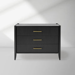 Louis 3-Drawer Fluted Nightstand Wood Bedside Storage Cabinet