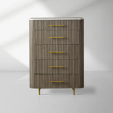 Finnley Wood Five-Drawer Dresser with Marble Top Drawer Chest Cabinet