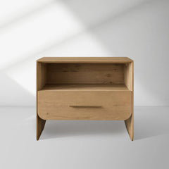 Felton Open Nightstand Oak Bedside Cabinet with Drawer & Shelf