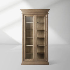 Tuscany Italian Wood Glass Door Display Cabinets With Adjustable Shelves