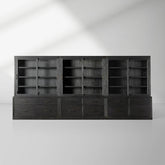 Tremont Large Modular Tall Cabinets Solid Wood Bookcases with Sliding Glass Doors