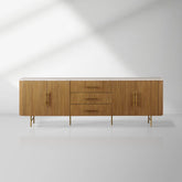 Finnley Sideboard Carrara Marble & Bluestone Top Buffet Cabinet With Drawer