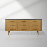 Finnley Wood Nine-Drawer Dresser with Natural Stone Drawer Chest Cabinet