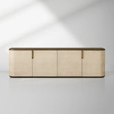 Harrow Media Console Wood Entertainment Centers &TV Stands Faux Shagreen Finish