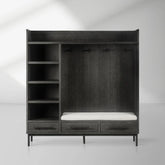 Sullivan Oak Wood Entry Cabinet Modern Rustic Entrance Lockers