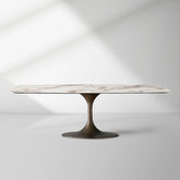 Vincenza Marble-Look Ceramic Dining Table with Steel Base