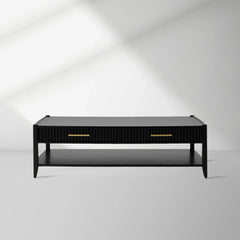Lewis 56" Modern Coffee Table Wood Sofa Center Tea Table with Fluted Drawers