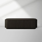 Finnley Solid Wood Coffee Table Rustic Sofa Center Tea Table with Reeded Design