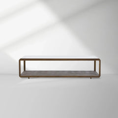 Max Rectangular Glass Coffee Table Faux Shagreen Living Room Center Tea Table