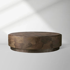 Pola Wood Round Plinth Coffee Table Wabi-Sabi Living Room Center Ash Tea Table