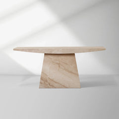 Ilaria Coralle Marble Entryway Console Table in Beige Stone Hallway Entrance Table