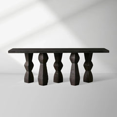 Rye Mango Wood Sculptural Entryway Console Vintage Hallway Entrance Table