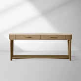 Danny Marble Top Entryway Console Table Wtih Storage Drawers Oak Wood Hallway Entrance Table