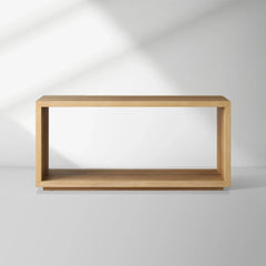 Mihaela Wood Entryway Console Table Oak Hallway Entrance Table in Vin Alb